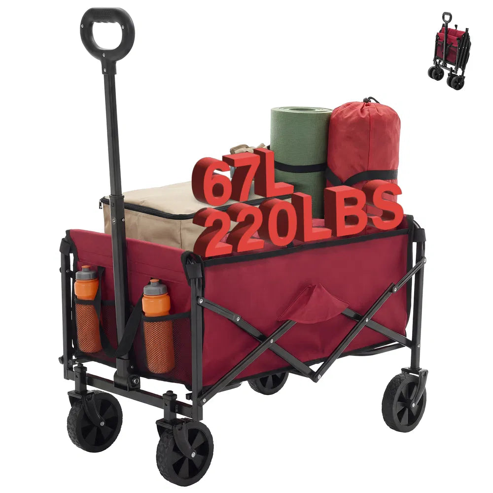 Heavy-Duty Foldable Trolley with 330 lbs Capacity - Red