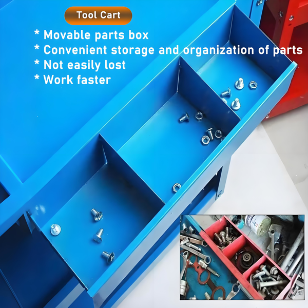 Heavy Duty Steel 3-Tier Rolling Tool Cart with Lockable Wheels & Large Capacity