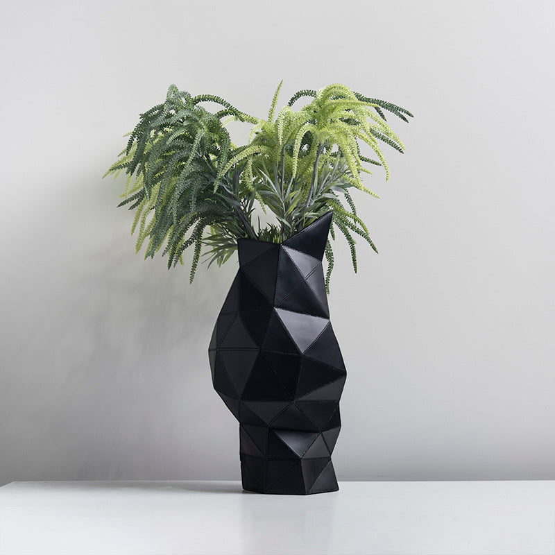 Decorative Resin Face Vase - Modern Geometric Flower Arrangement Ornament