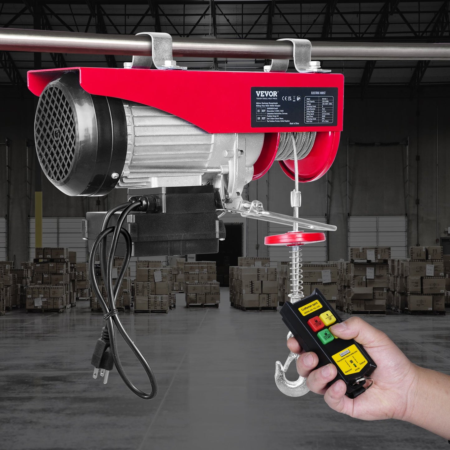 Wireless Electric Hoist 440 Lb Steel Wire Winch 110V with Remote Control