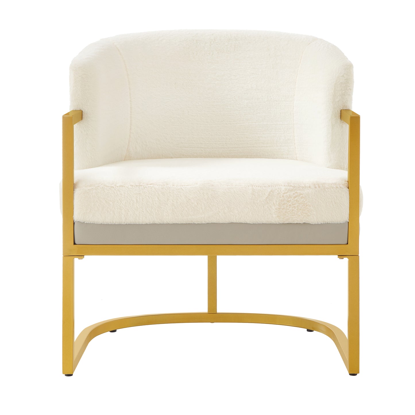 Cozy Upholstered Accent Chair with Gold Frame - Beige