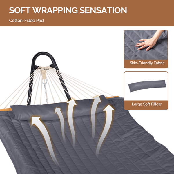 Heavy Duty Adjustable Hammock Set with Stand - Gray