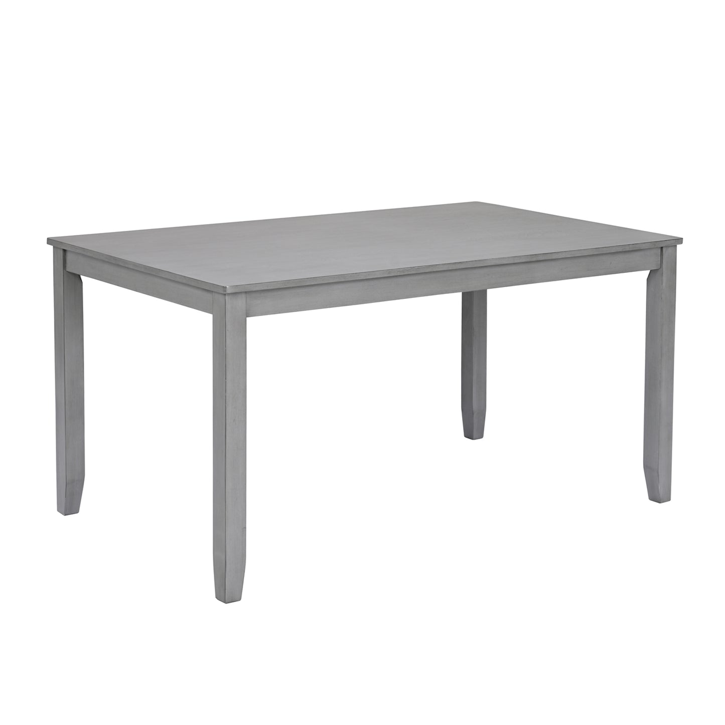 Modern 7-Piece Solid Wood Dining Table Set with 6 Chairs - Grey