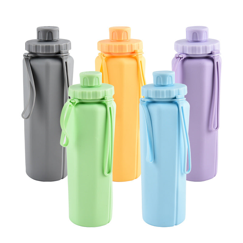 Silicone Folding Water Bottle 600ml for Outdoor Sports and Travel