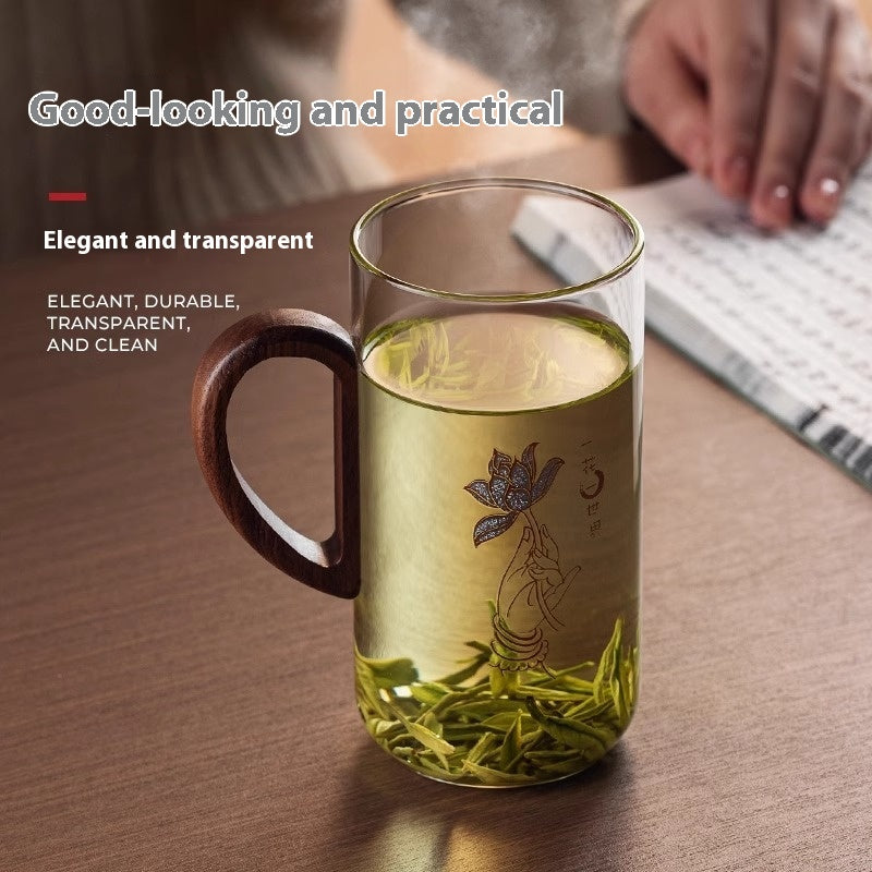 Heat-Resistant Green Tea Cup Large Capacity Water Mug Borosilicate Glass