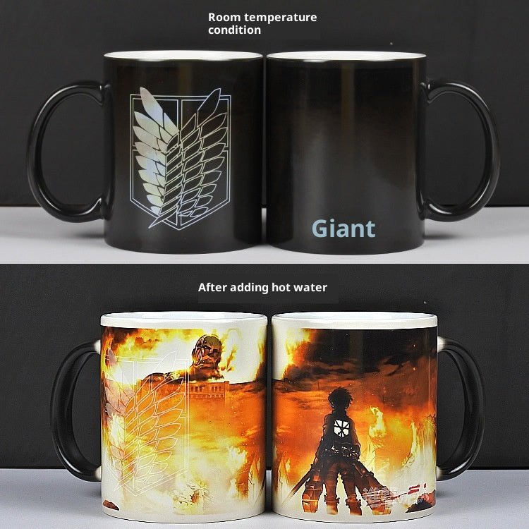Temperature Sensitive Double-Layer Ceramic Mug with Pattern, 320ml