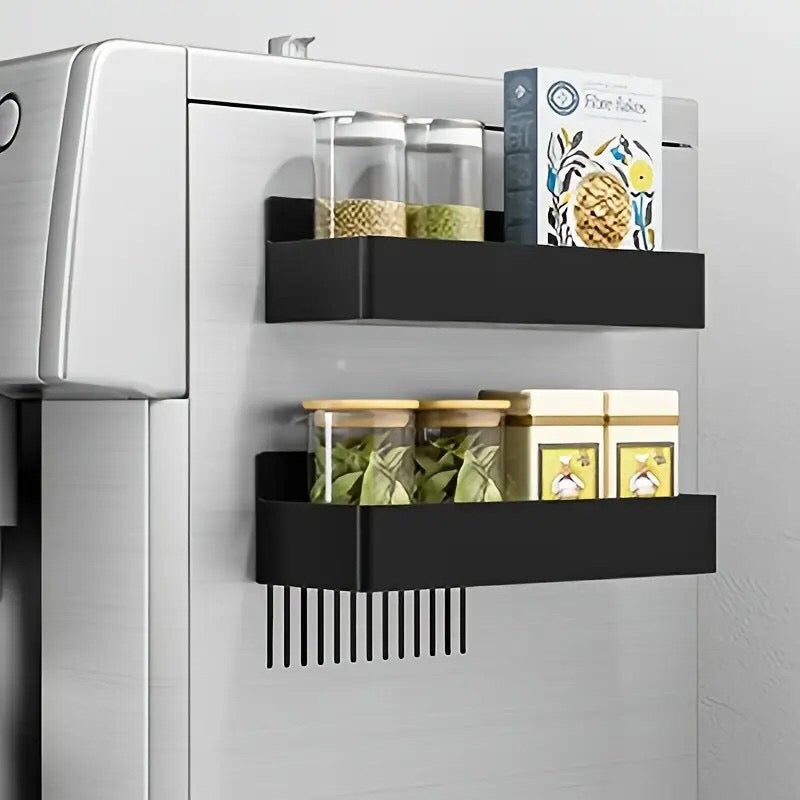Magnetic Plastic Kitchen Shelf Rack Set - 2-Piece Wall Mount