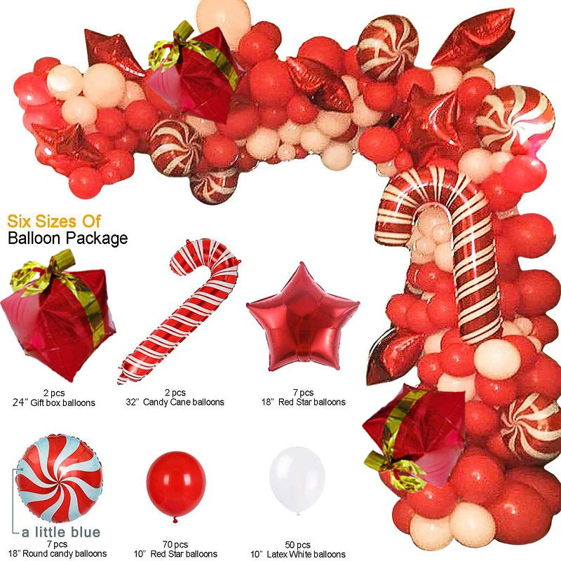 Christmas Balloon Gift Box Set - Red White Candy Aluminum Latex Decor