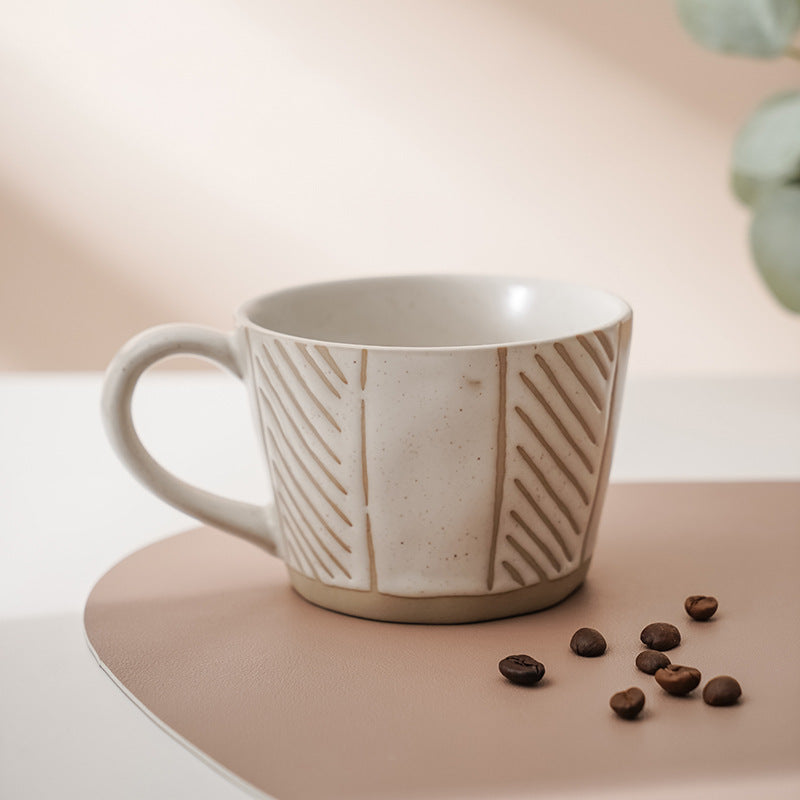 Small Blue Flower Stoneware Coffee Cup - Multiple Styles 360ml