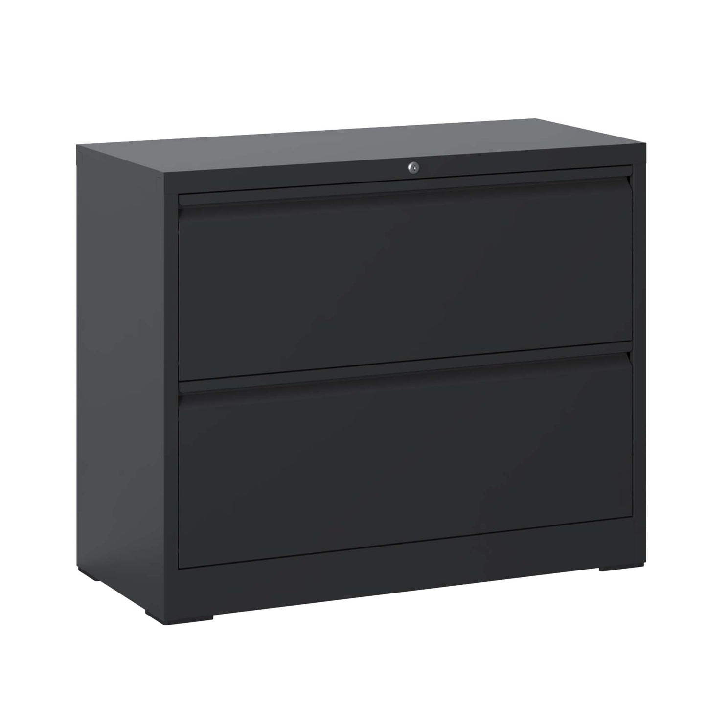 Lateral File Cabinet 2 Drawer, Black Filing With Lock, Lockable For