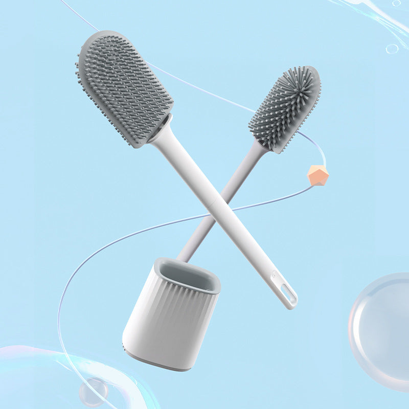 Multi-Functional Detachable Handle Toilet Cleaning Brush Set with Base - No Dead Angle TPR Soft Glue