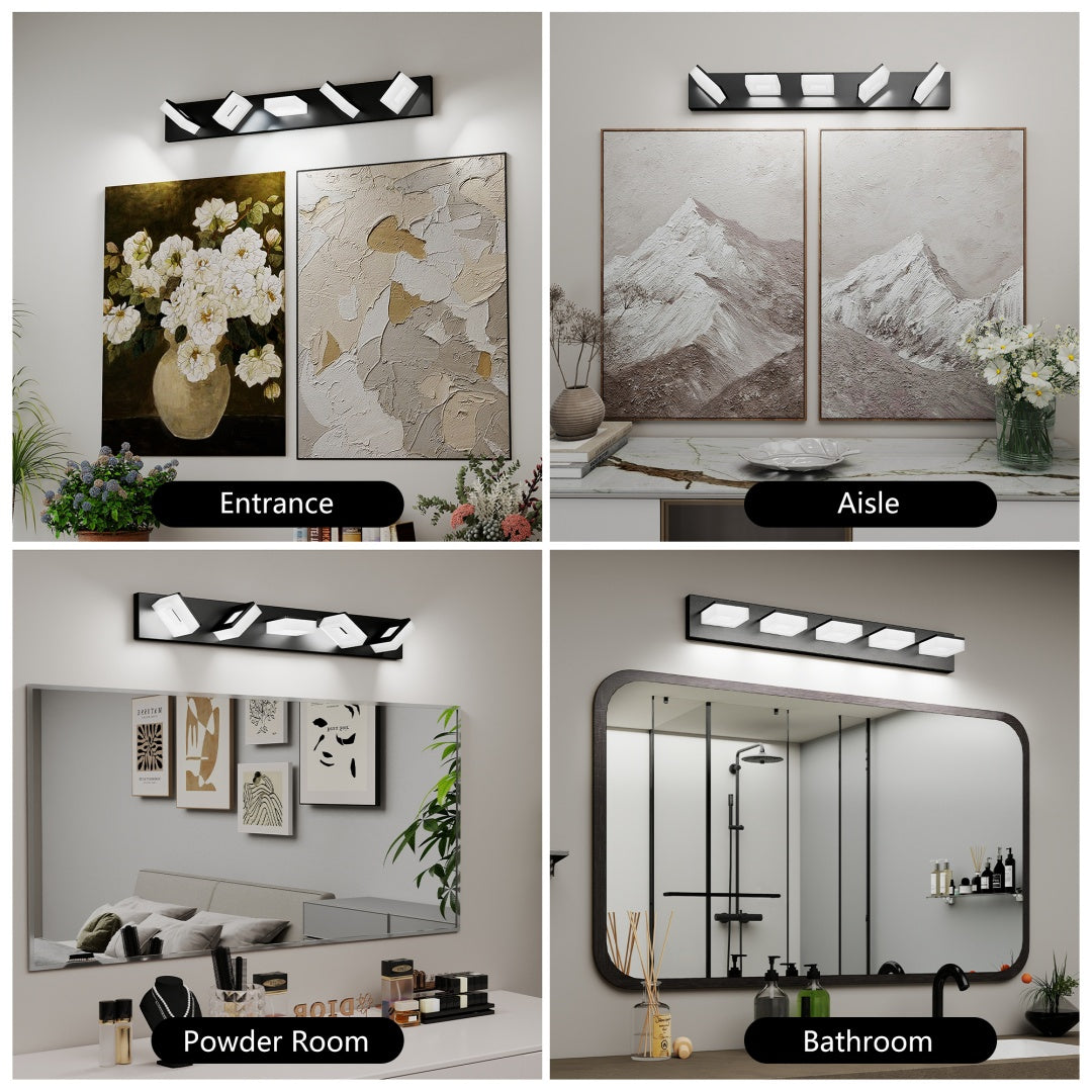 32-Inch LED Bathroom Vanity Light Fixture - 5-Light, Matte Black