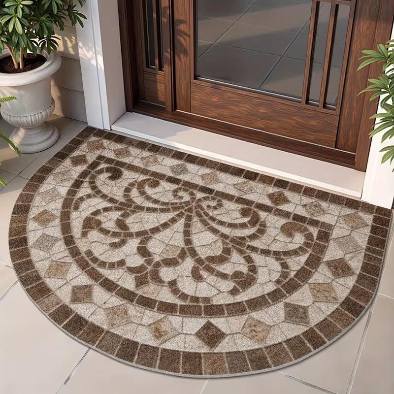 Crystal Velvet Semi-Circular Anti-Fouling Floor Mat - Multiple Sizes & Styles