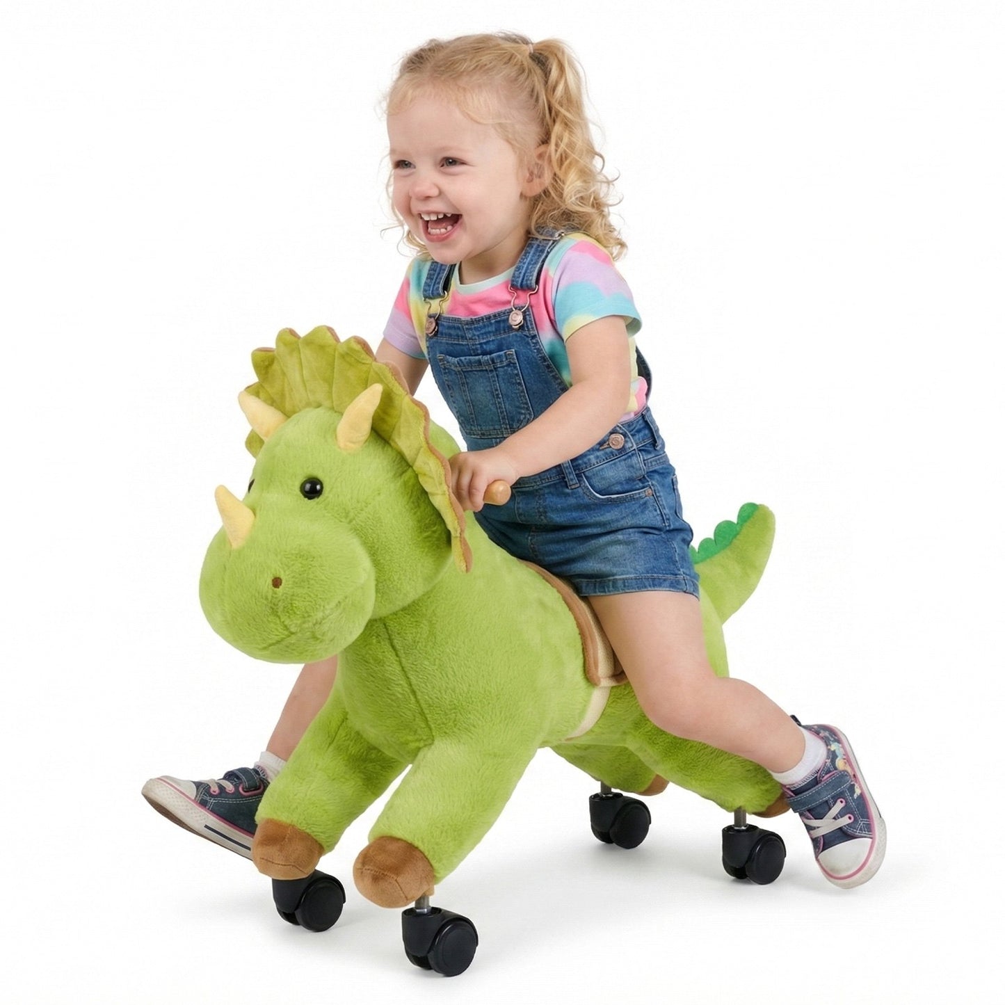 Ride-On Dinosaur Toy for Kids - Lifelike Roars, No Battery, 360° Wheels, Soft Seat, Max 88 lbs