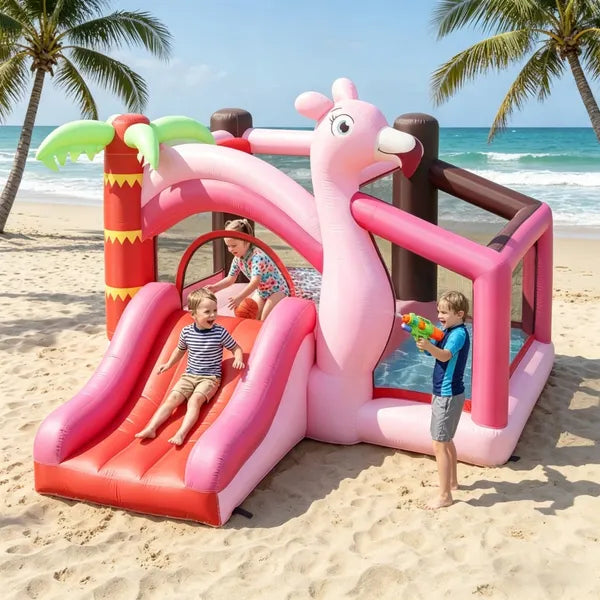 Inflatable Bounce House with Slide and Ball Pit - Pink