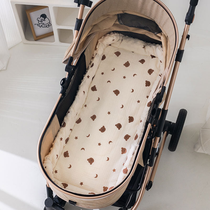 Baby Stroller Cotton Cushion Set with Star Moon Bear & Heart Designs – 40x80CM