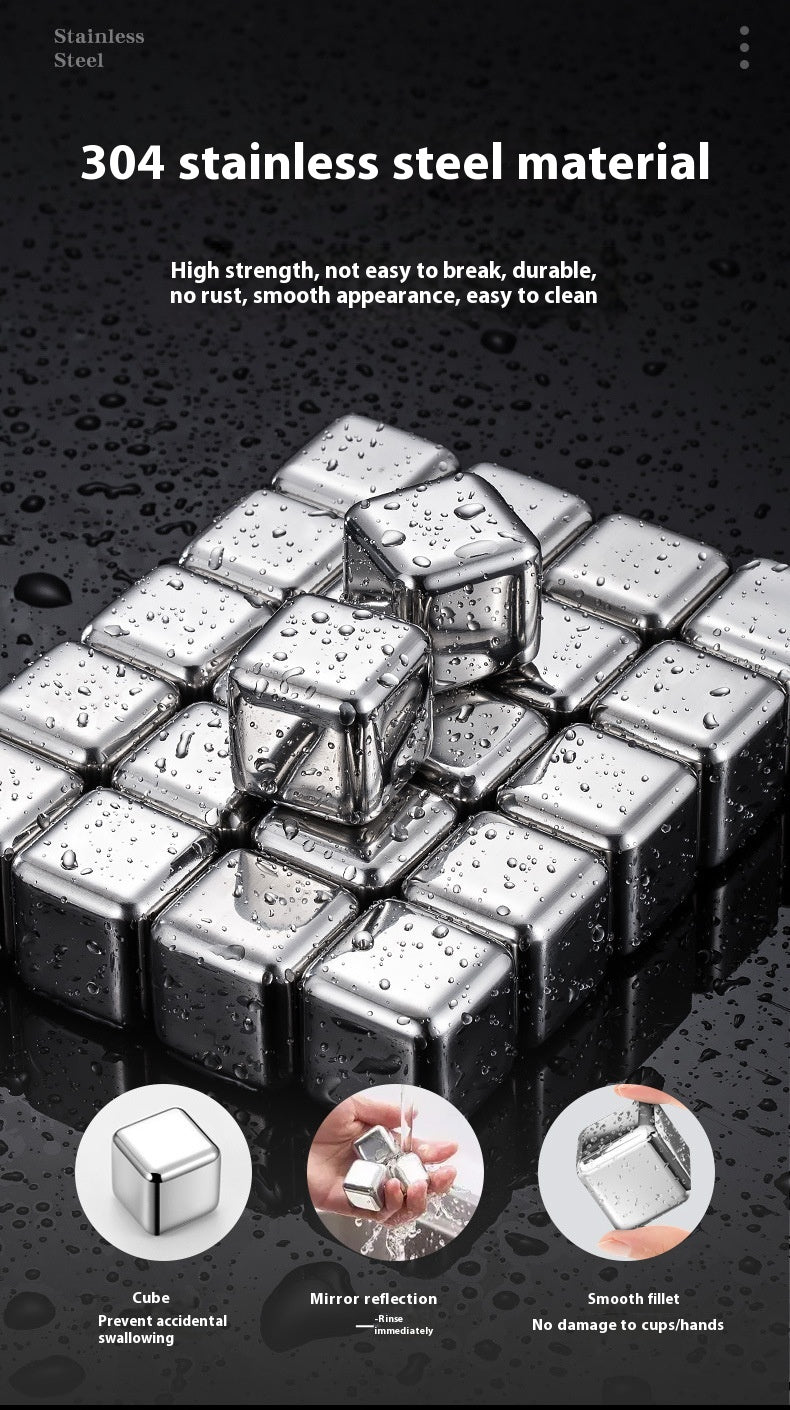 Stainless Steel Wooden Ice Cube Box Set with Cups and Accessories