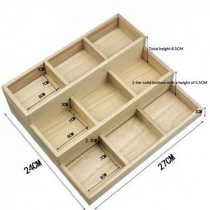 Multi-Layer Solid Wood Display Rack with Step Style for Home & Office Storage