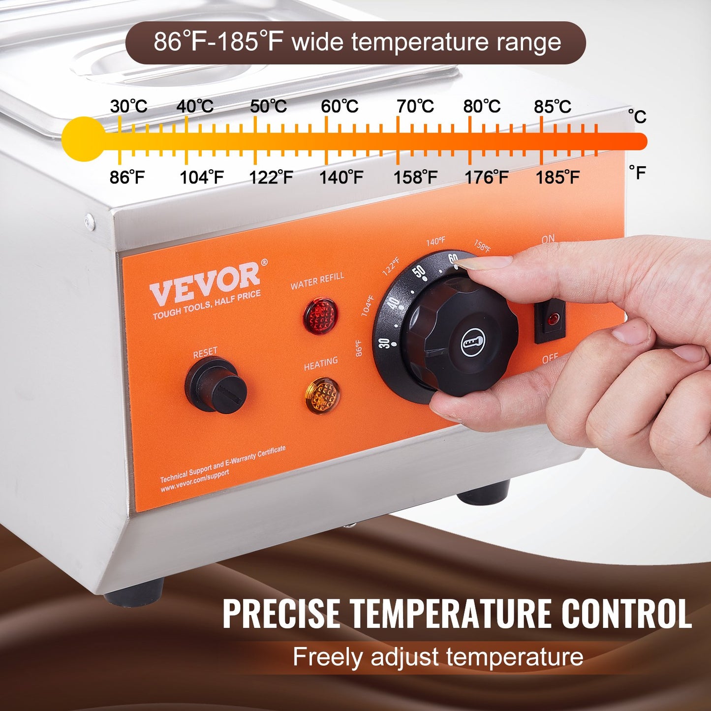 Chocolate Tempering Machine 9 Lb Capacity with Dual Tanks & Adjustable Temp Control