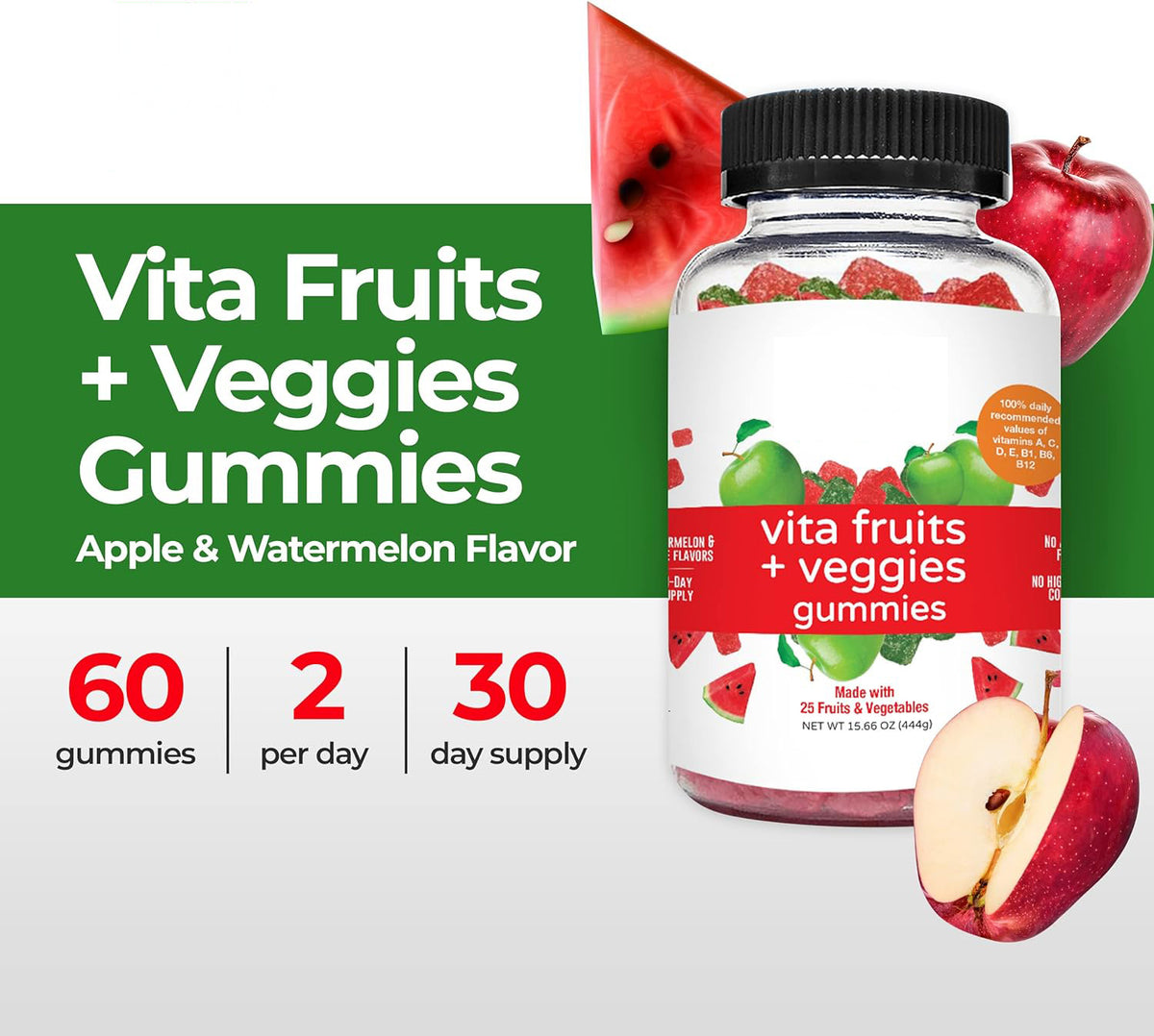 Fruit & Vegetable Soft Candy Gummies - 60 Tablets