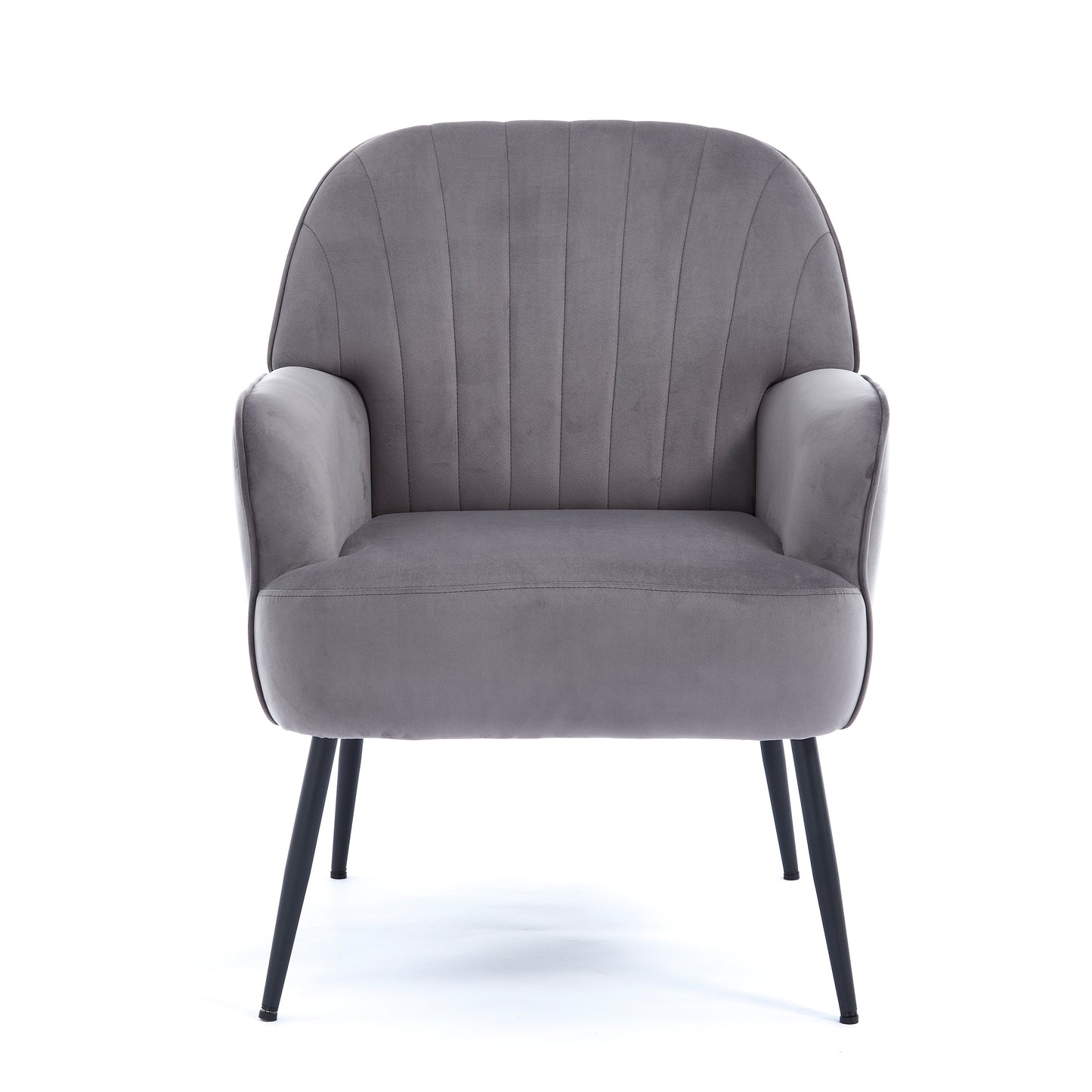 Modern Velvet Accent Chair with Metal Legs - Grey