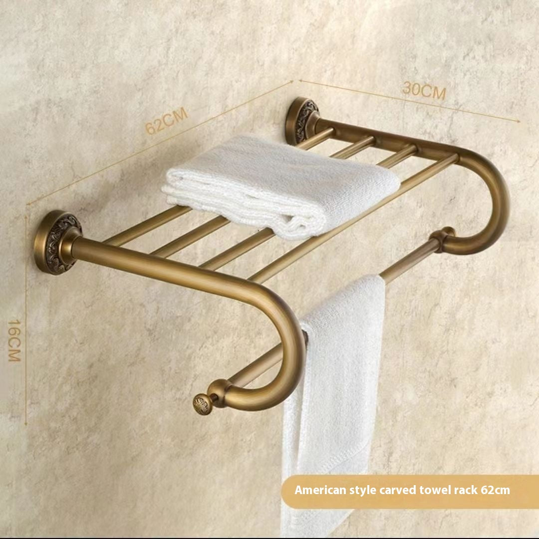 Copper Wall-Mounted Bathroom Shelves with Carved Design - Multiple Sizes