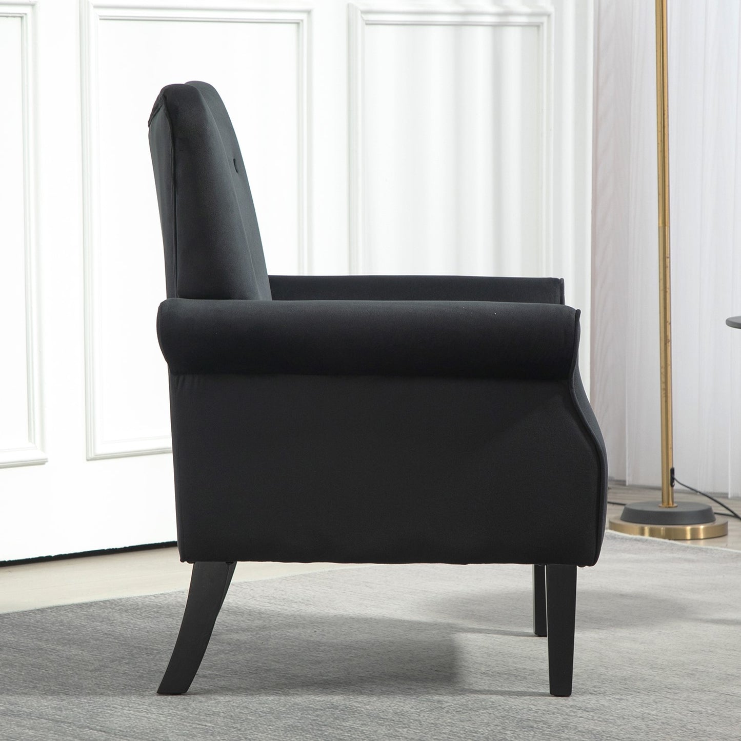 Mid-Century Modern Wingback Accent Chair, Upholstered Fabric Armchair