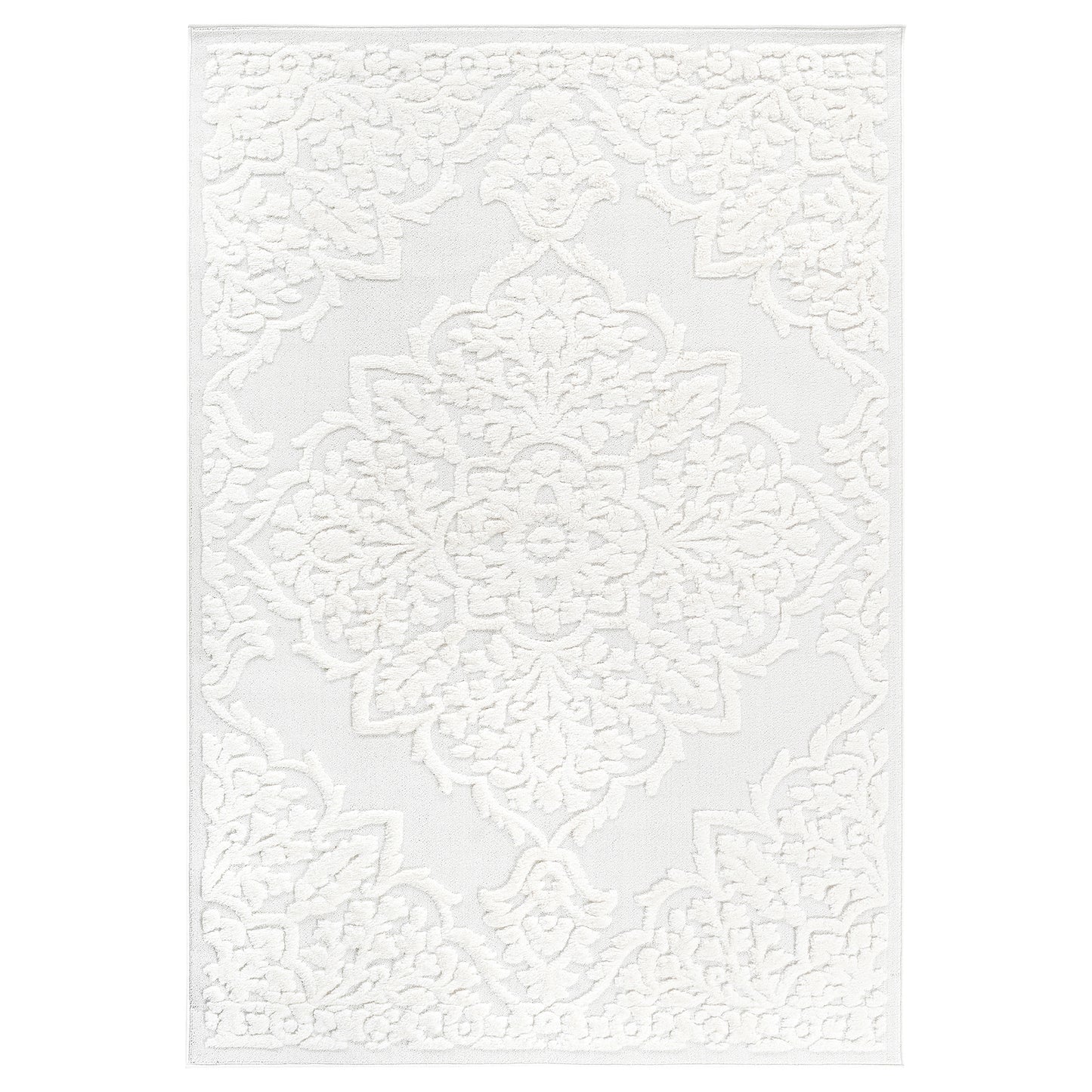 Step Collection High-Low Medallion Cream Indoor Area Rug, 2'x3',