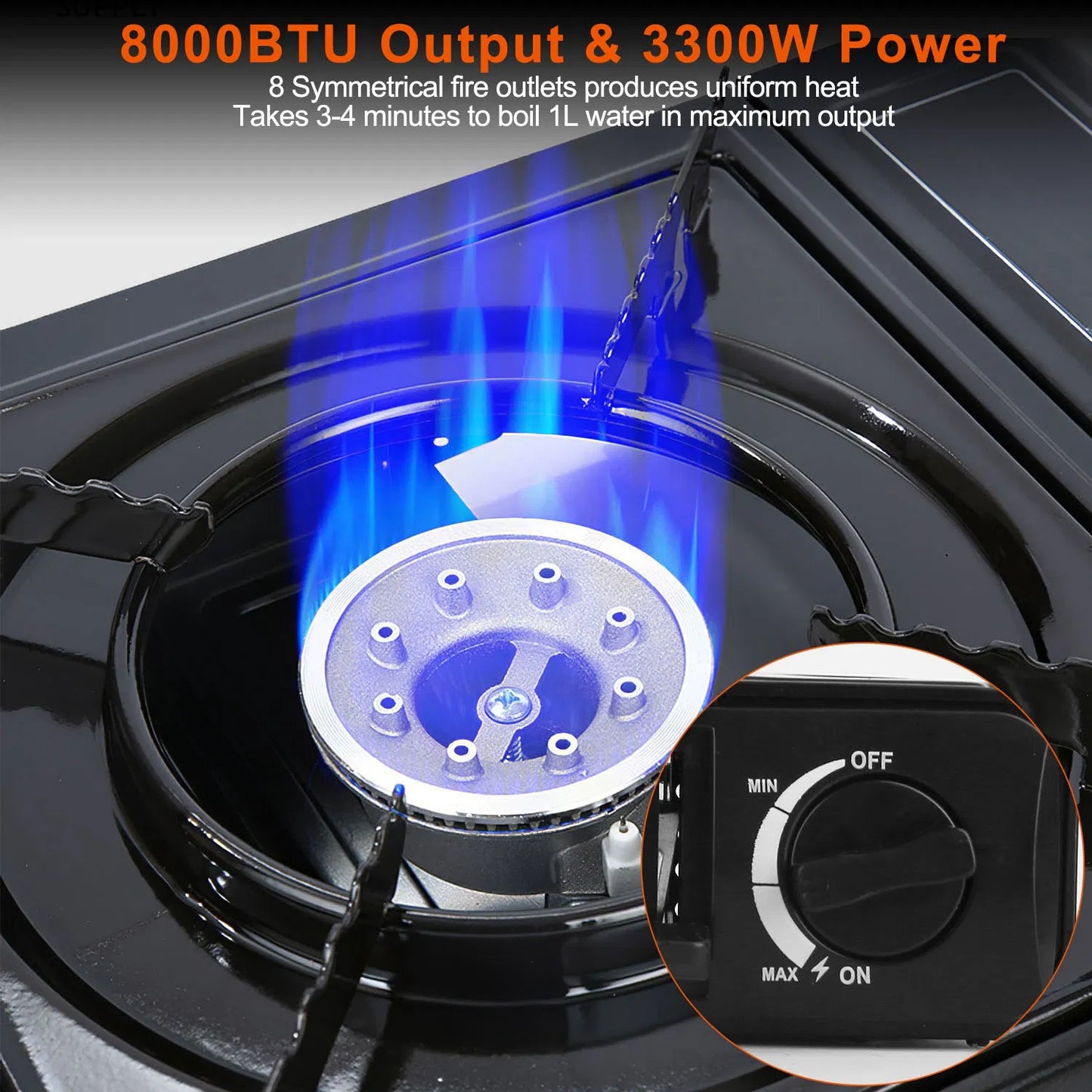 Portable Camping Stove with Piezo Ignition - 8000 BTU Dual Fuel Burner