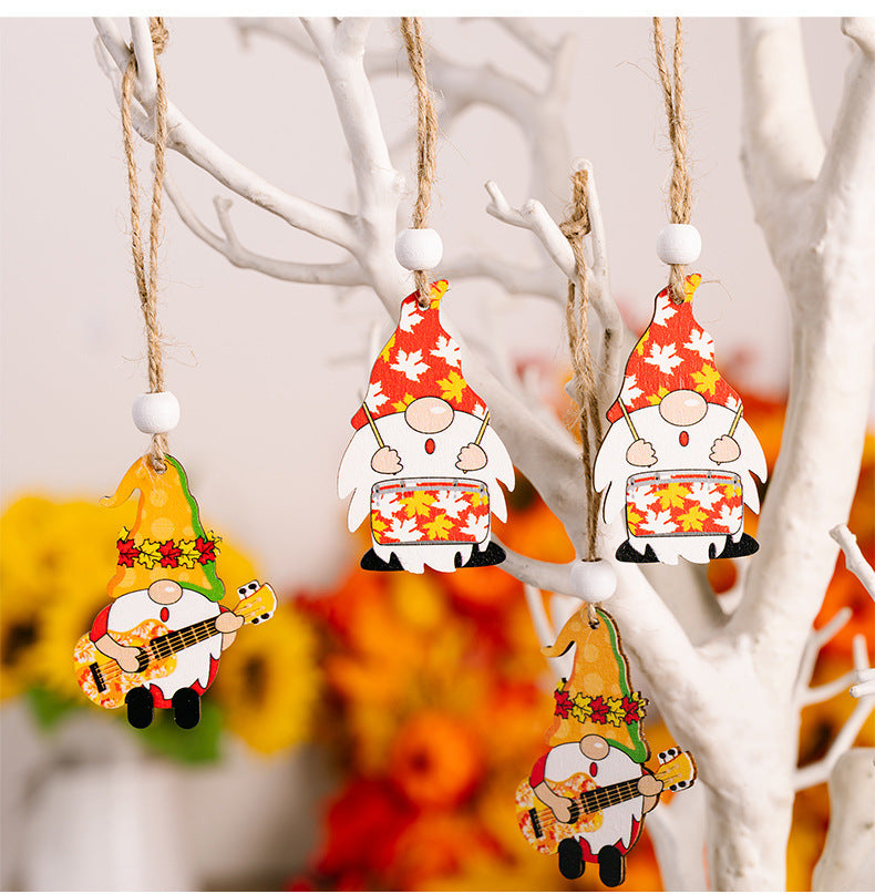 12-Pack Harvest Season Wooden Pendant Decorations - Festive Home & Party Decor