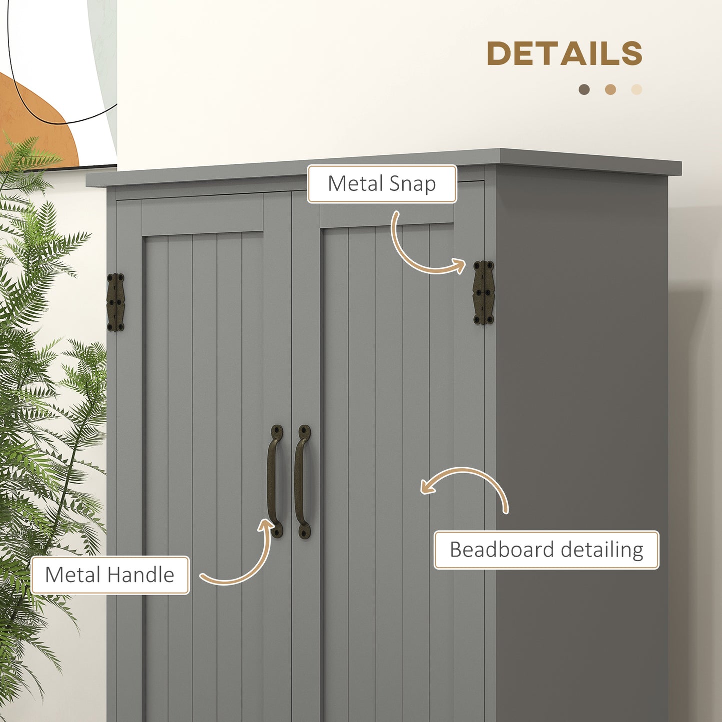 Gray Accent Floor Storage Cabinet with Adjustable Shelves