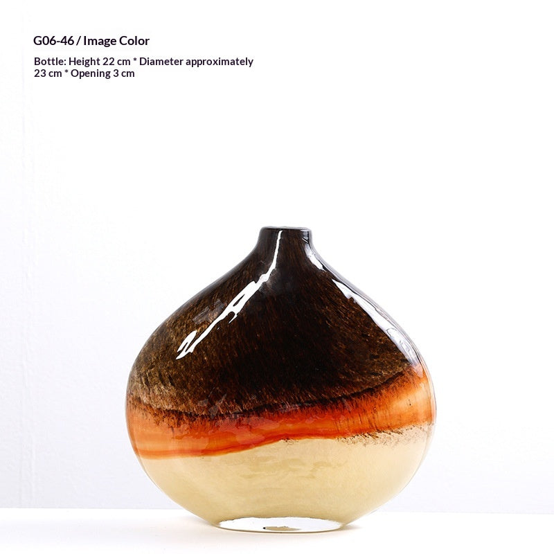 Marble-Patterned Crystal Amber Small Vase - Home Decor & Tabletop Ornament