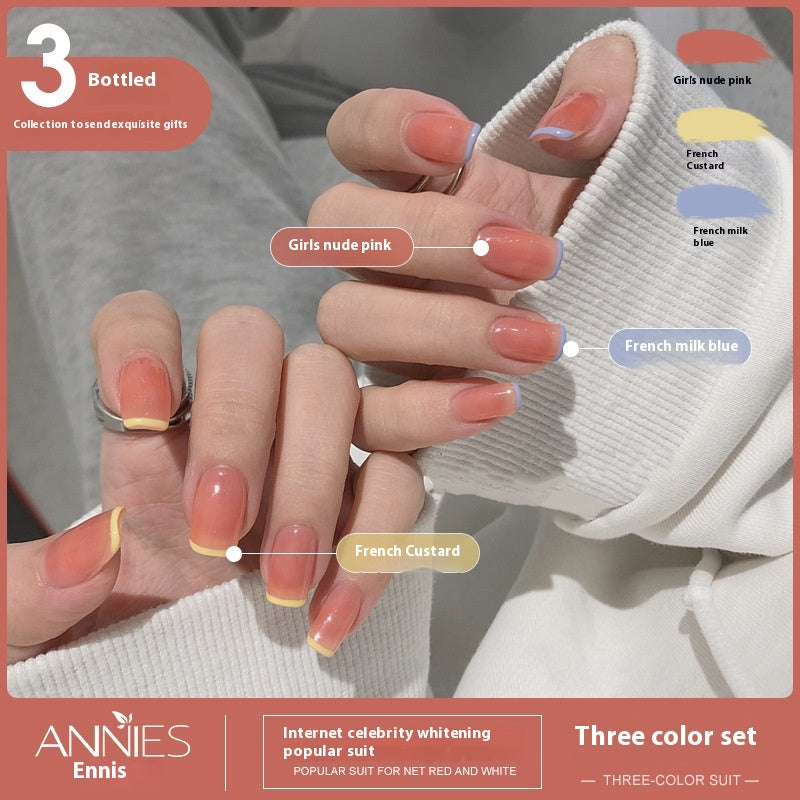 Three-Color Gel Nail Polish Set for Manicure - Nude, Purple, Orange