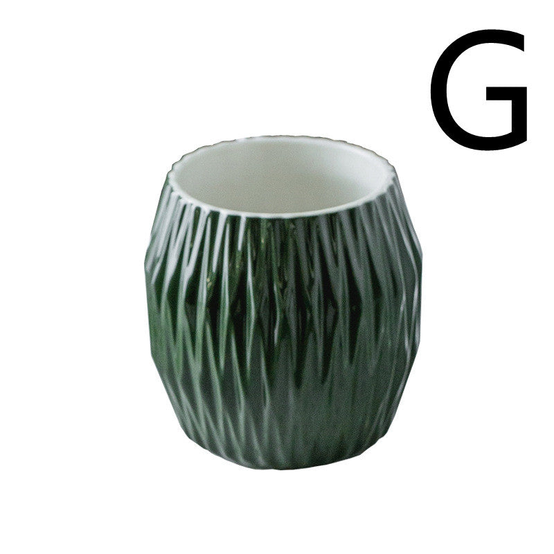 Ceramic Bathroom Mouthwash Cup Set with Embossed Hotel Style - Multiple Colors