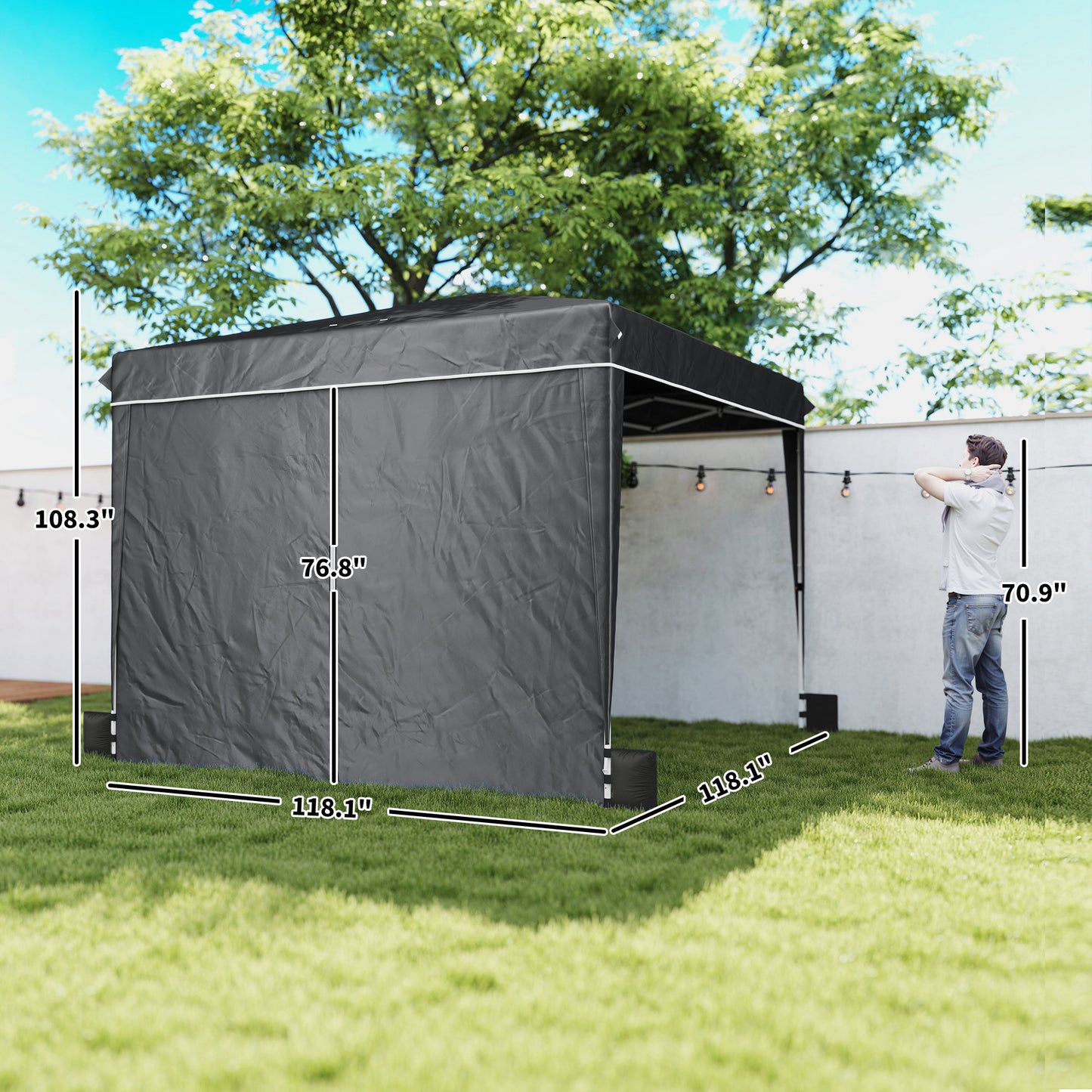 10x10 Pop Up Canopy Tent with Sidewalls - Black