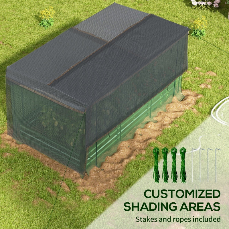 Galvanized Steel Planter Box With Crop Cage And Shade Cloth, Raised