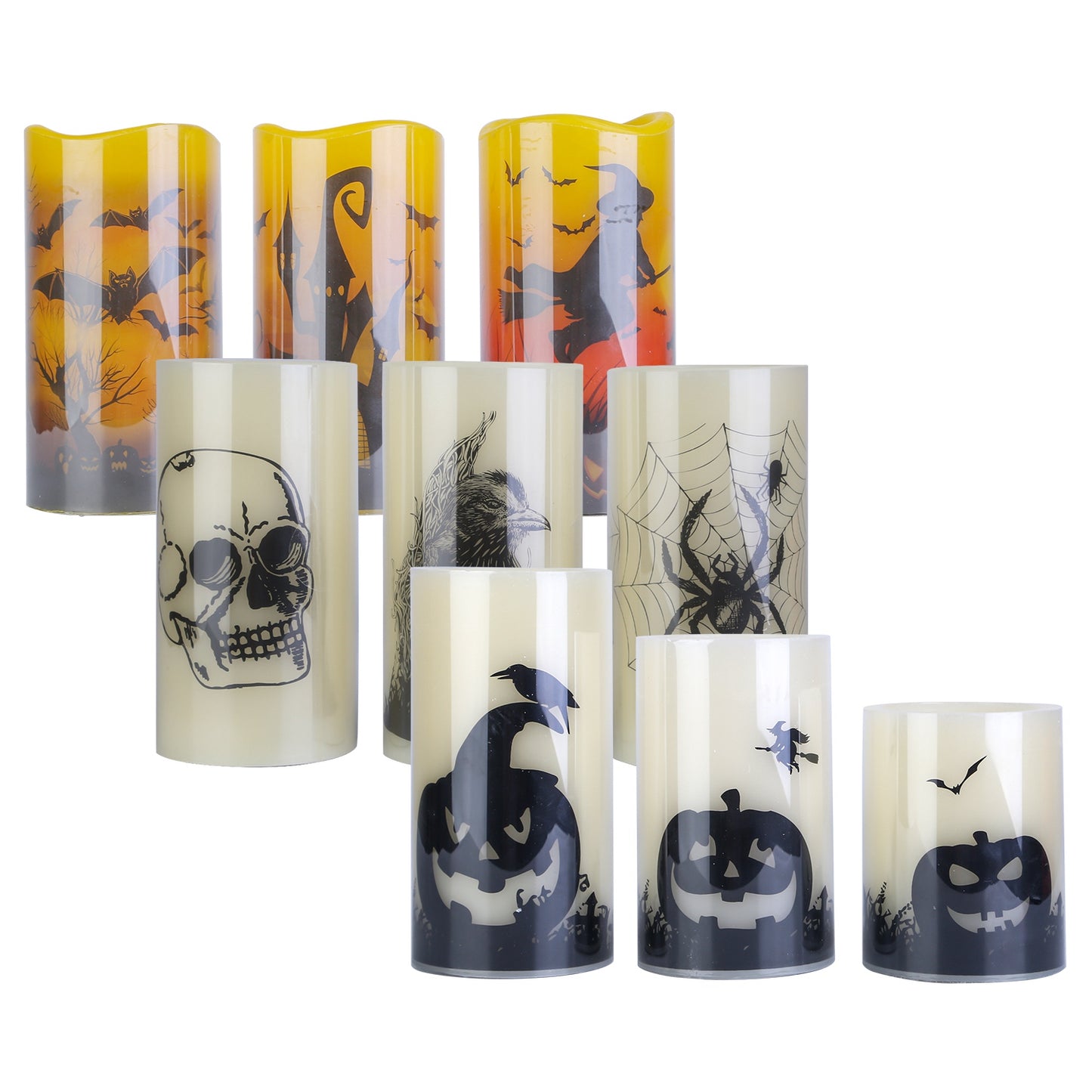 Halloween Flameless Candle Set with Timer - 3 Pack