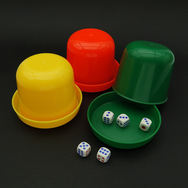 Multi-Color Child and Adult Dice Cup Set with Stand - Party & Game Accessory