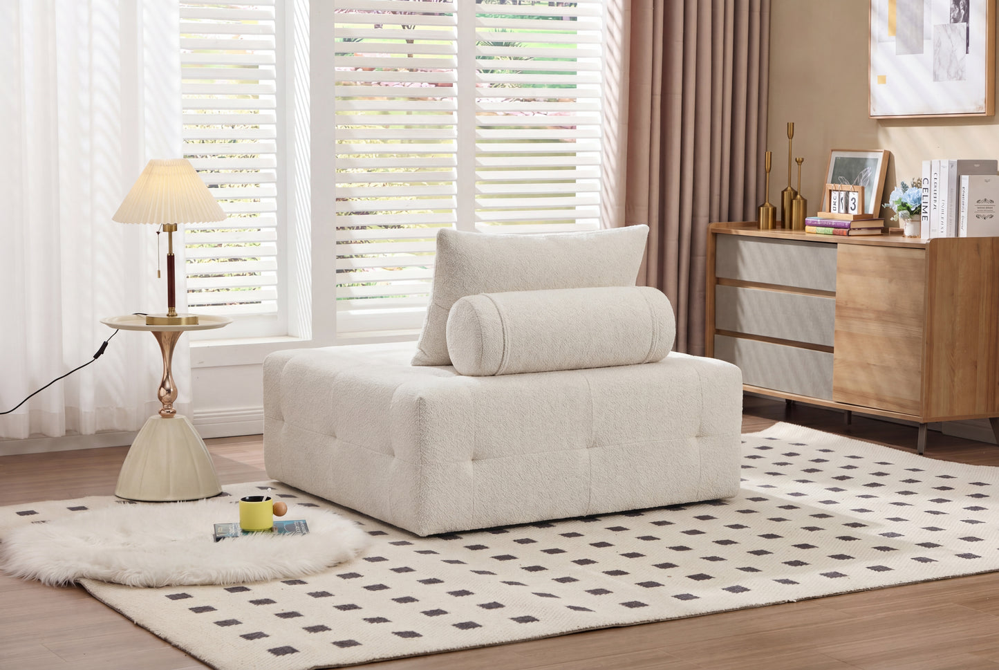 Modular Sectional Sofa with Adjustable Backrest - Beige