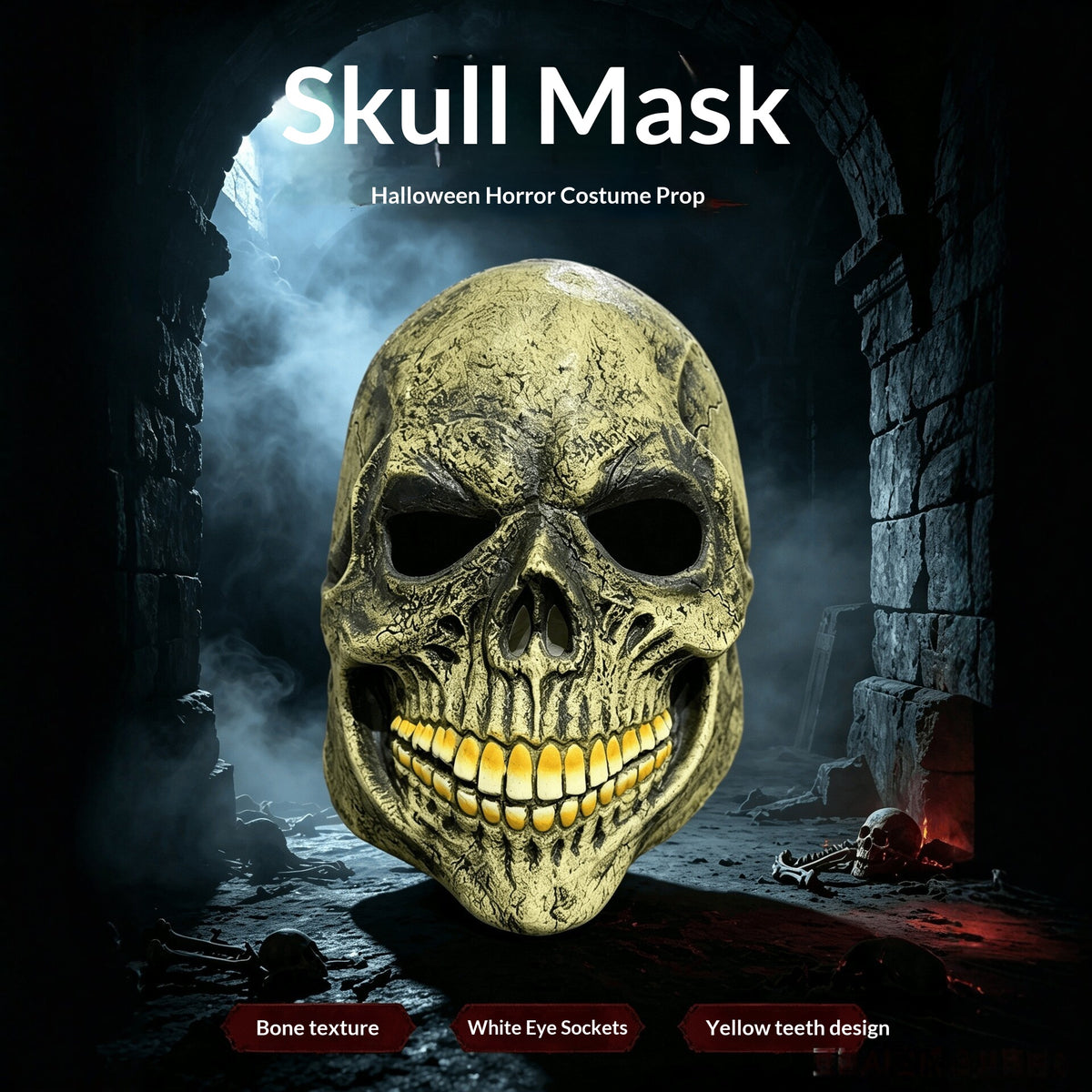 Halloween Skull Mask Soft Silicone Face Mask for Party & Costume