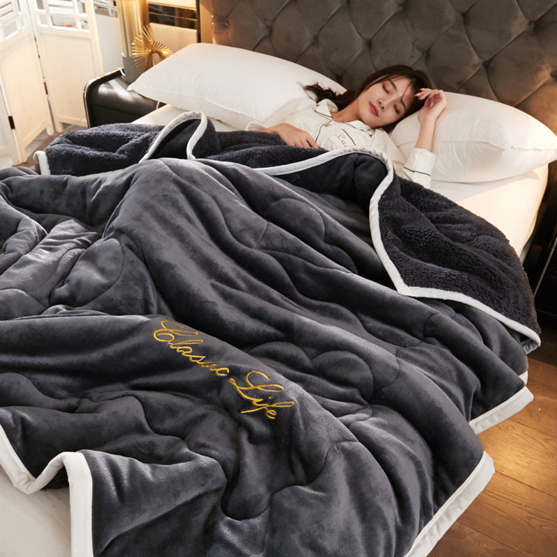 Magic Velvet Three Layer Thick Blanket - Light Luxury Lamb Cashmere Bedding