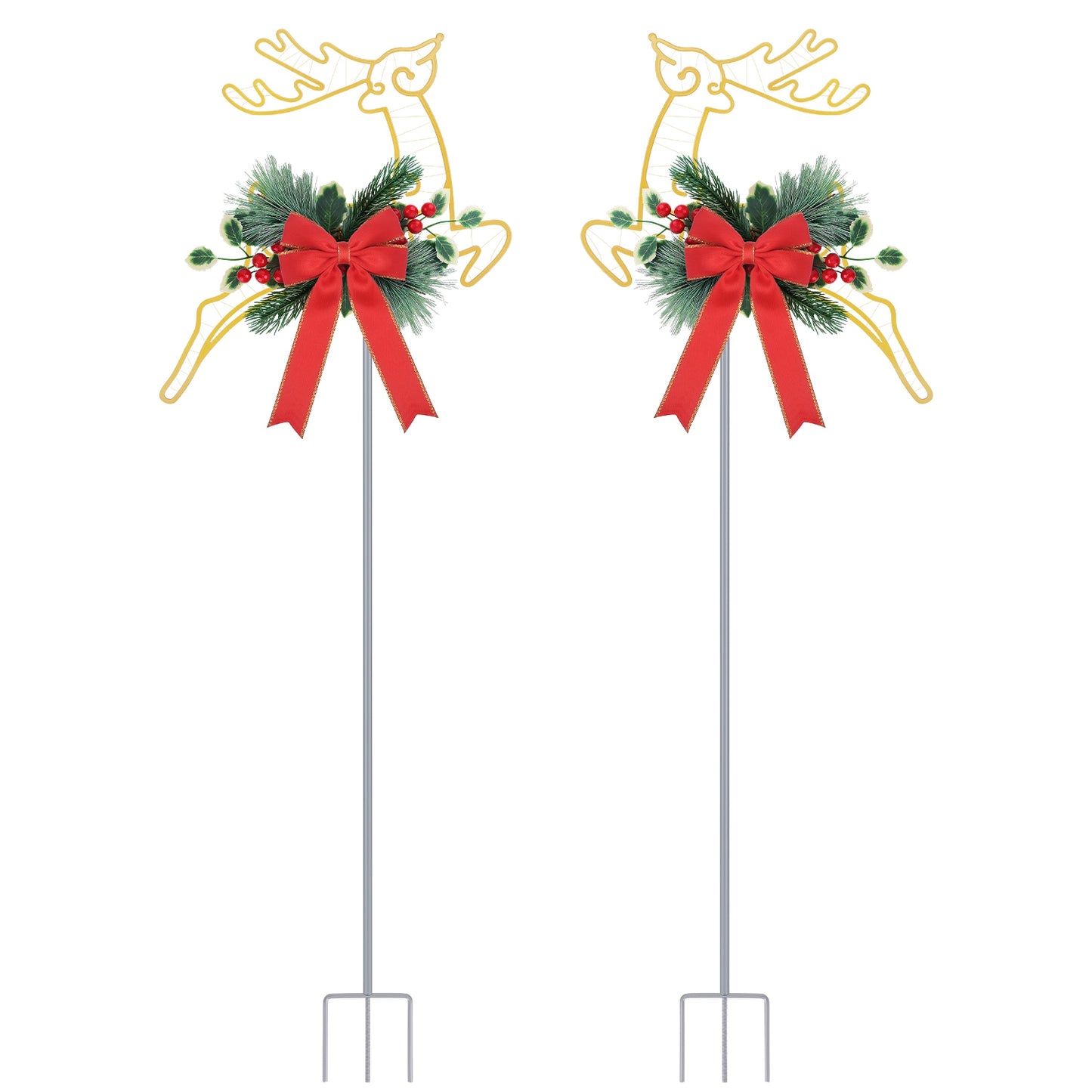 Christmas Lighted Reindeer Stake Lights - 2Pcs Outdoor Decoration