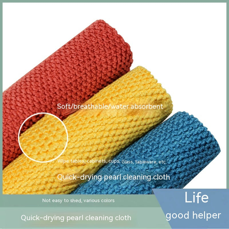 Household Microfiber Dish Towel & Scouring Pad Set 30x30cm Multiple Colors