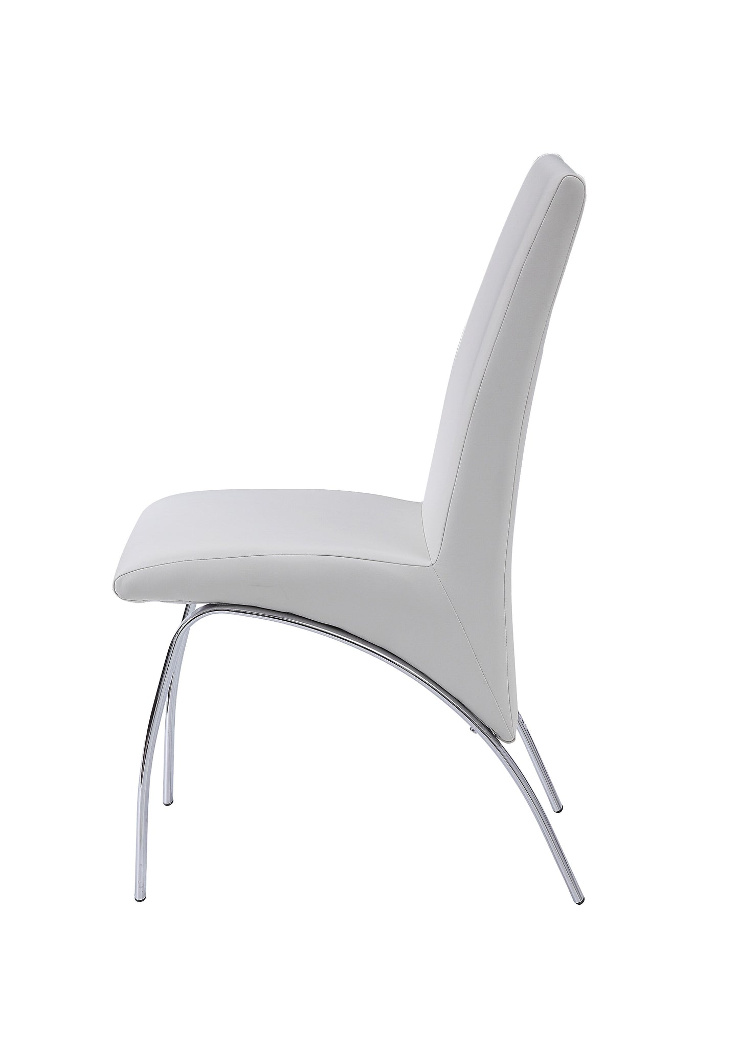 Pervis White Synthetic Leather Side Chair Set of 2 - Chrome Finish