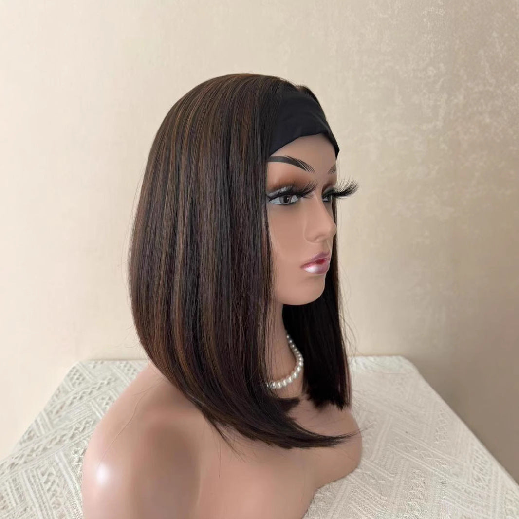 Brown Lace Wigs for Women - Gradient Middle Part Synthetic Hair Style DM791430