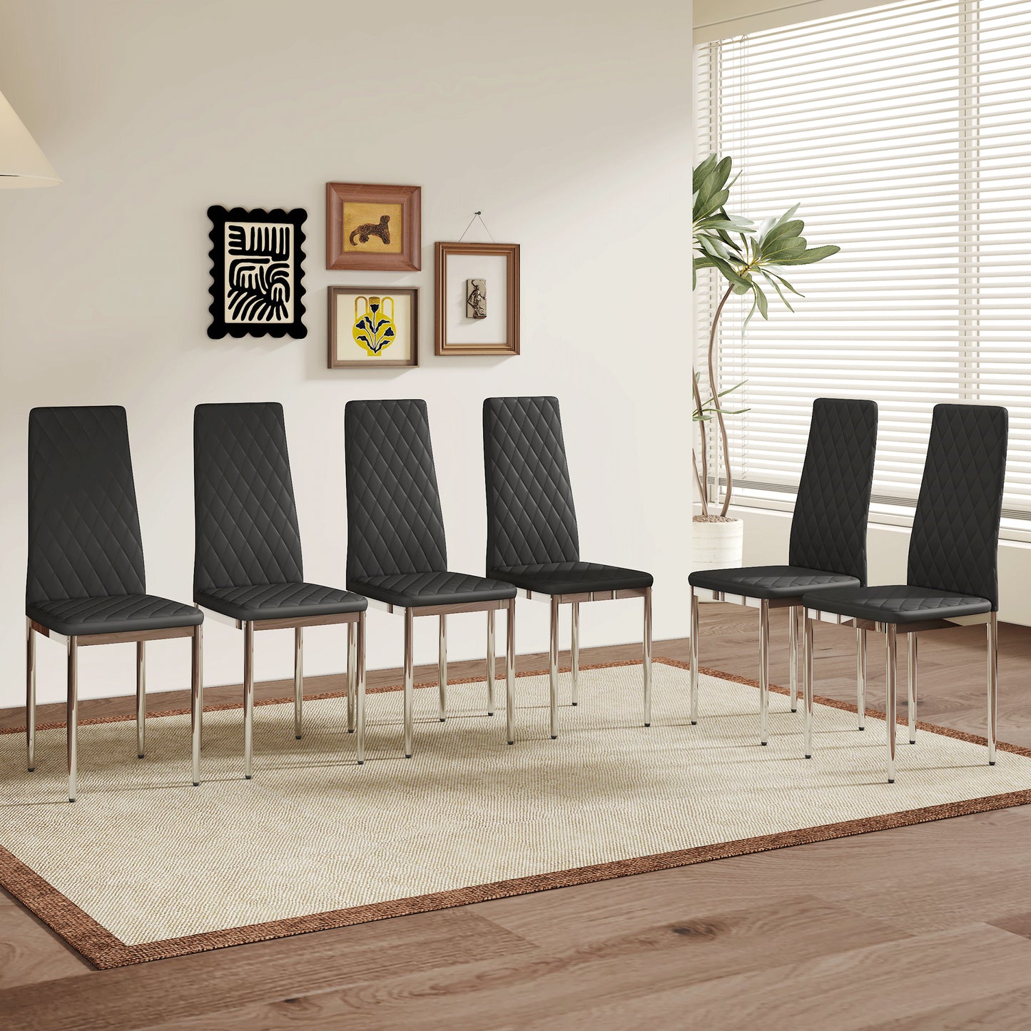 Modern Style Dining Chairs Set Of 6 In Black, Essential For