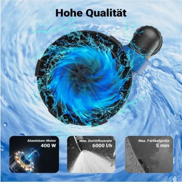 400W Submersible Water Pump for Garden and Basement Drainage - 6000L/h