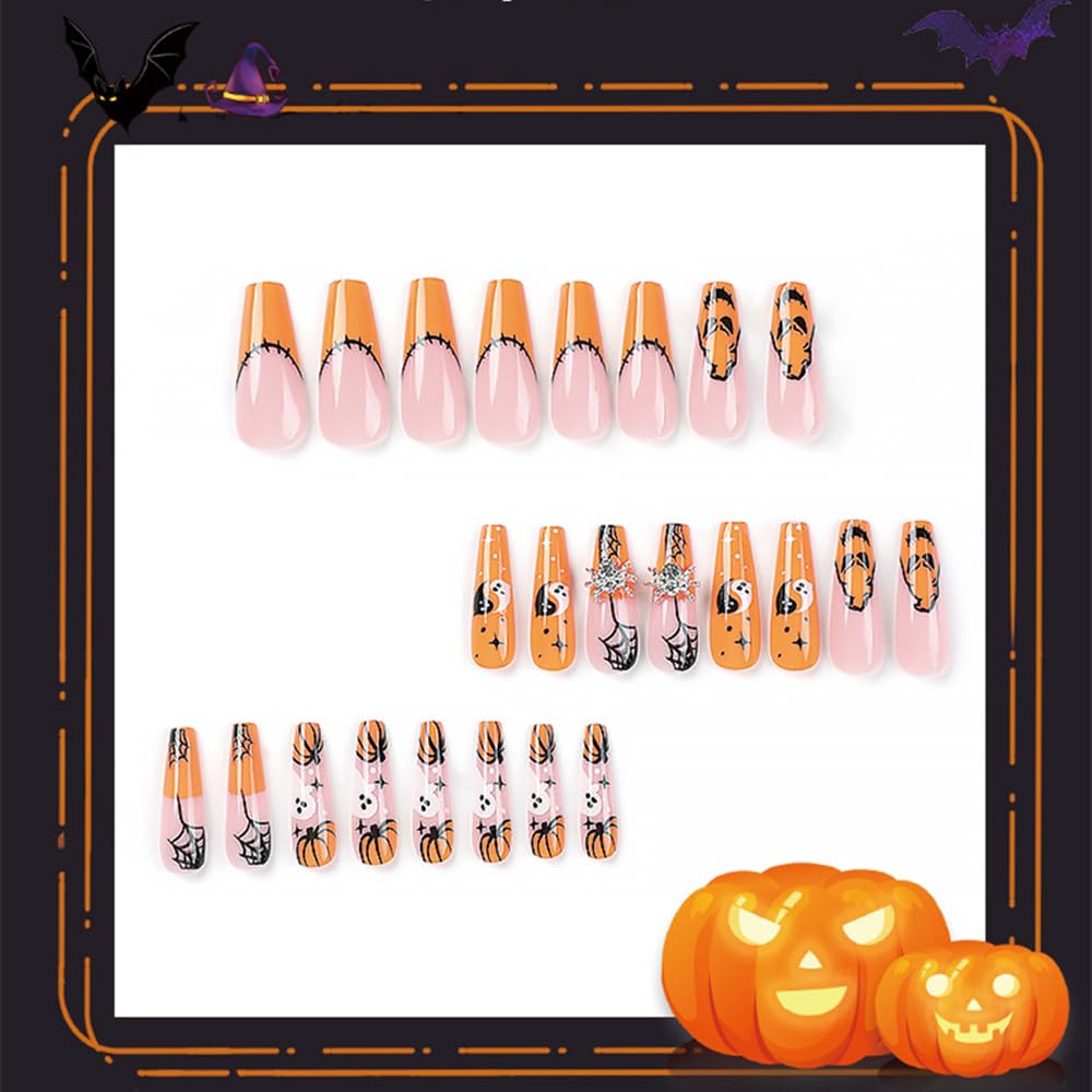 24-Piece Halloween Press-On Nails - Almond & Ballerina Shape Acrylic Set