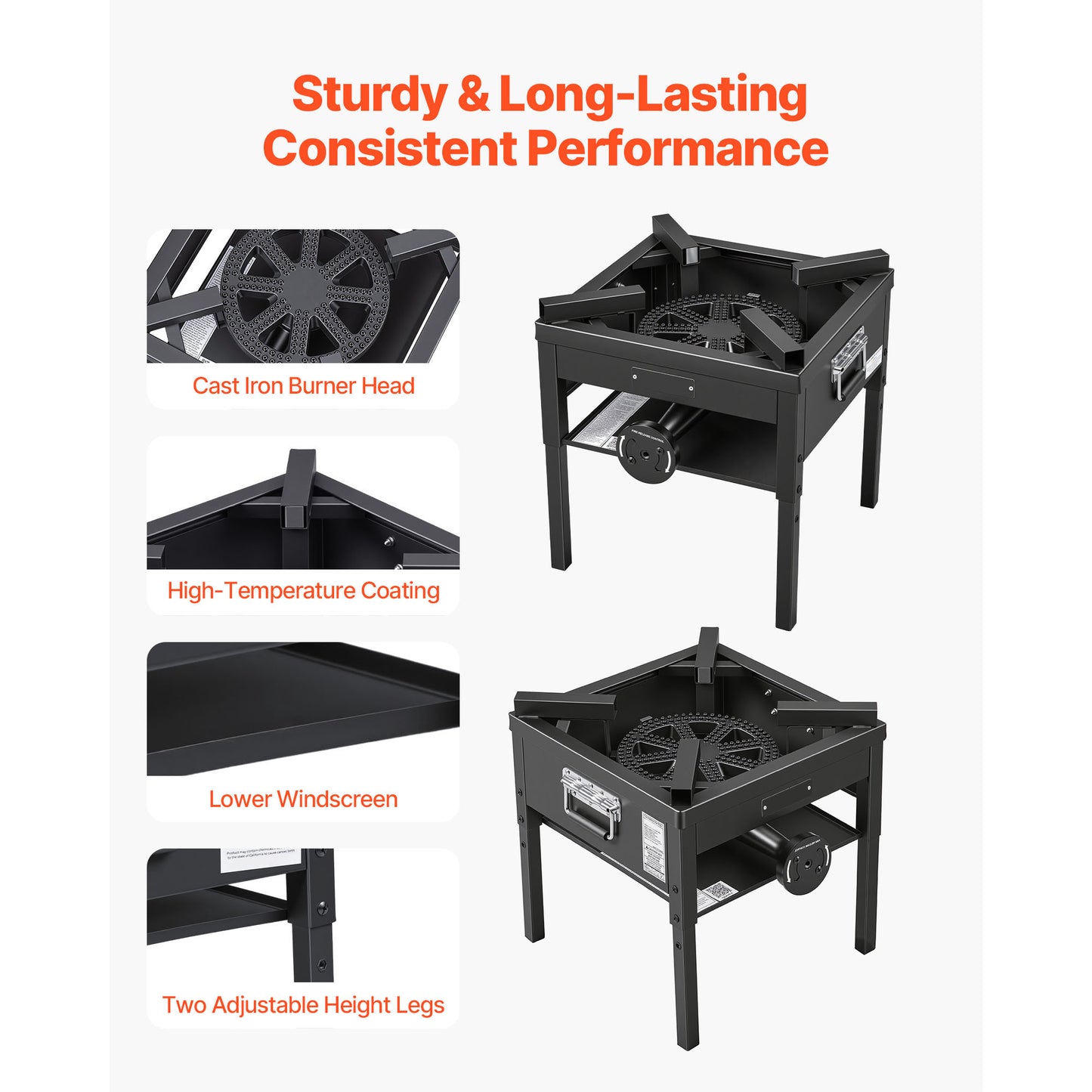 Outdoor Propane Gas Stove 200,000 BTU Camping Cooker Heavy Duty Steel BBQ
