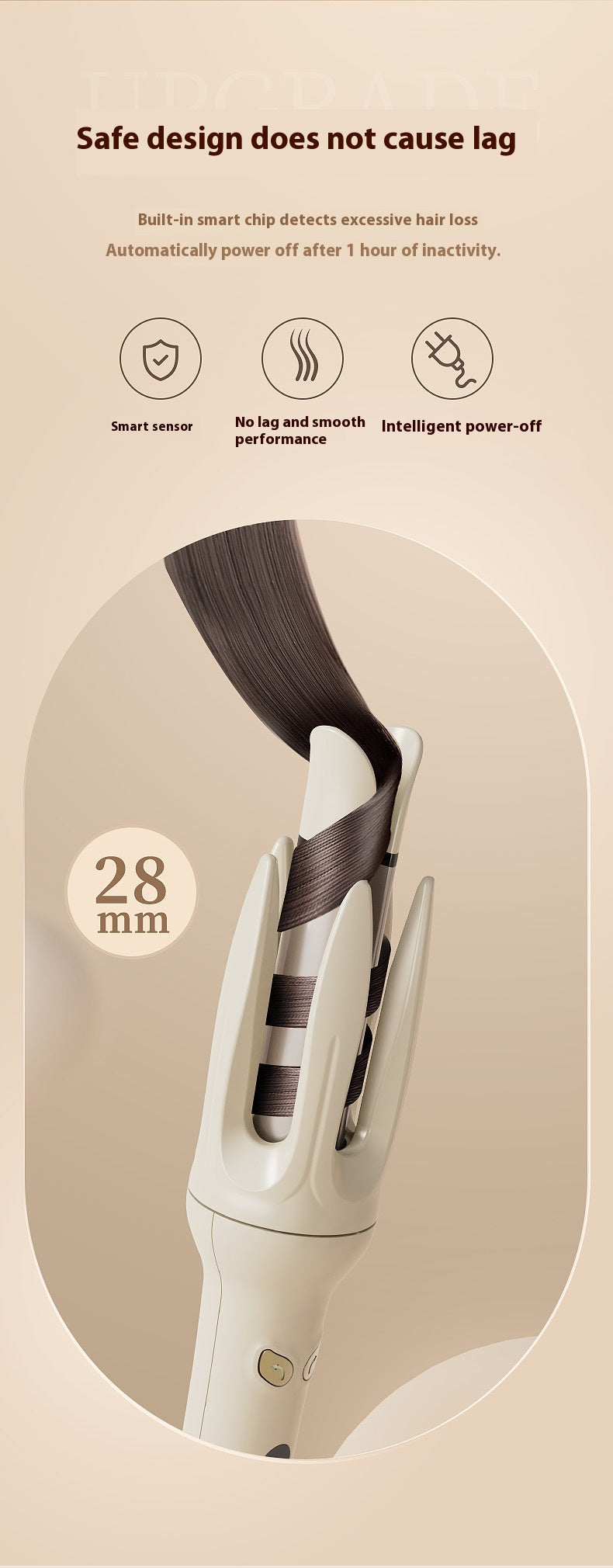 Automatic Curling Iron Pink with Negative Ion Technology, Long-Lasting Waves